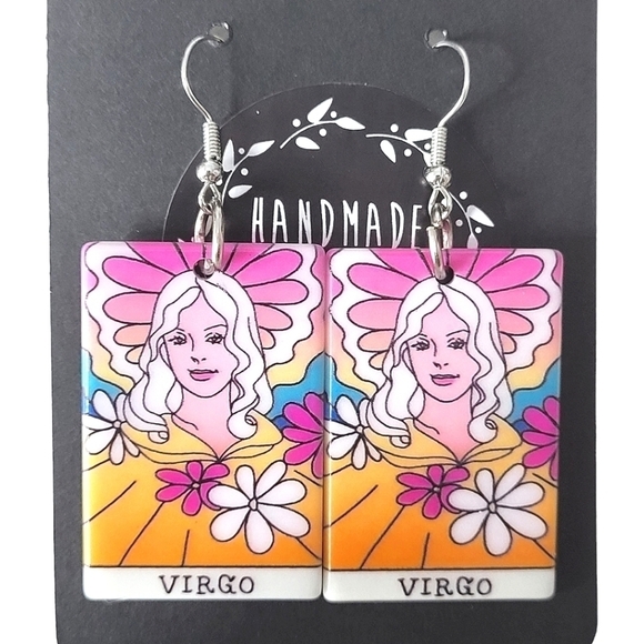 Handcrafted Virgo Acrylic Earrings NWT - Picture 3 of 3
